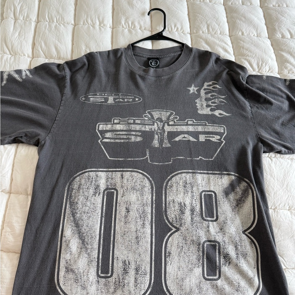 Gray Short Sleeve Tee with Vintage Graphic